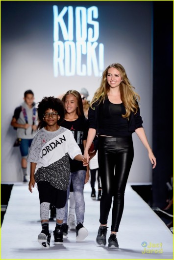 A model walks the runway at the Kids Rock! fashion show during Spring 2016 New York Fashion Week: The Shows at The Dock, Skylight at Moynihan Station on September 10, 2015 in New York City.